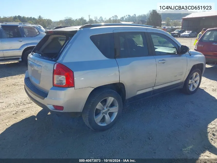 2012 Jeep Compass Sport VIN: 1C4NJCBA3CD651923 Lot: 40573573