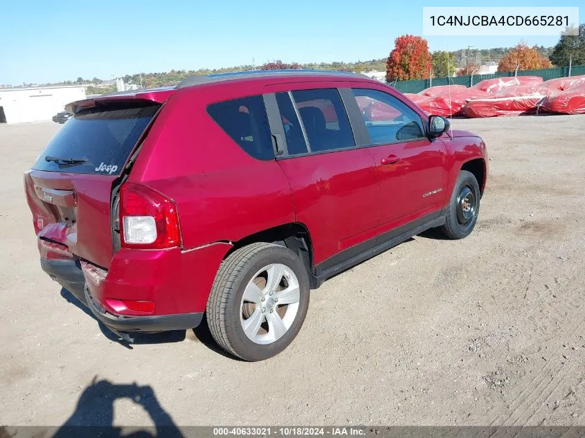 2012 Jeep Compass Sport VIN: 1C4NJCBA4CD665281 Lot: 40633021