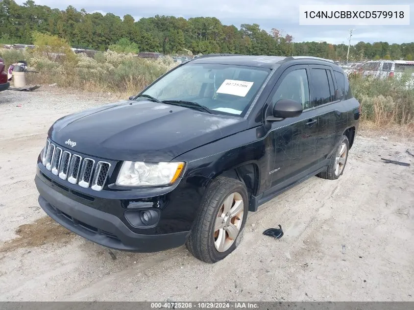 2012 Jeep Compass Sport VIN: 1C4NJCBBXCD579918 Lot: 40725208