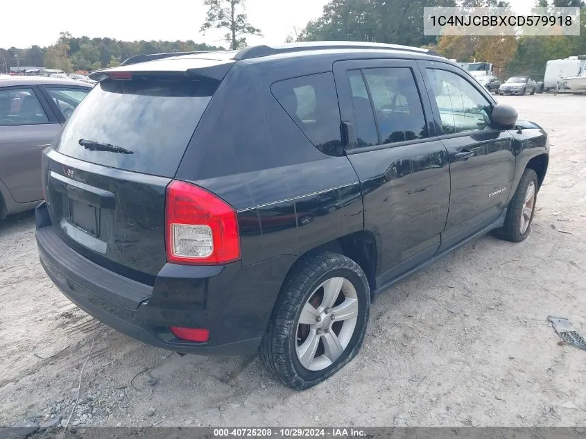 2012 Jeep Compass Sport VIN: 1C4NJCBBXCD579918 Lot: 40725208