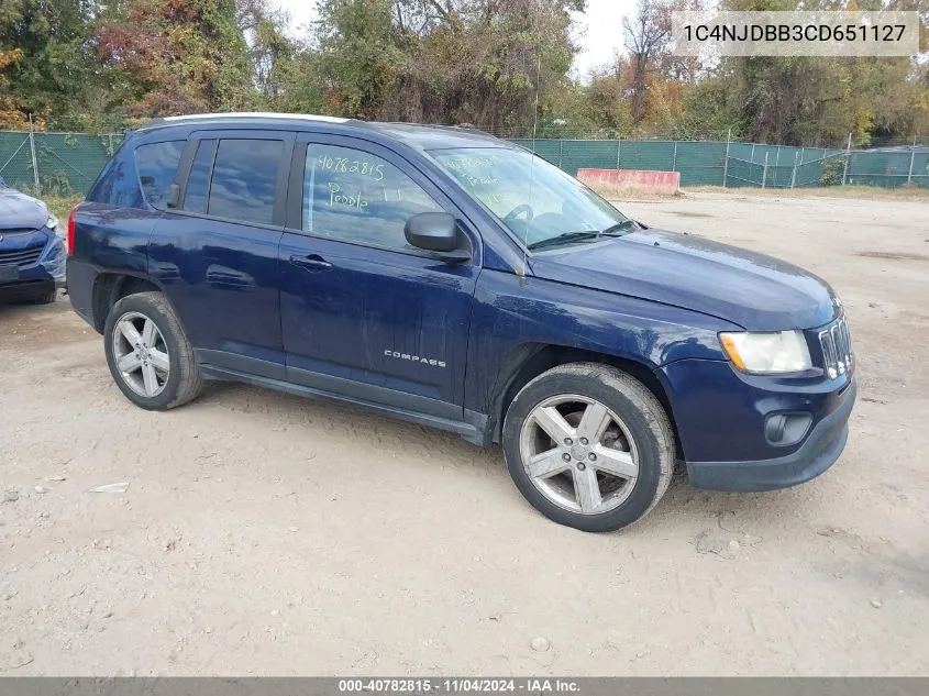 2012 Jeep Compass Sport VIN: 1C4NJDBB3CD651127 Lot: 40782815