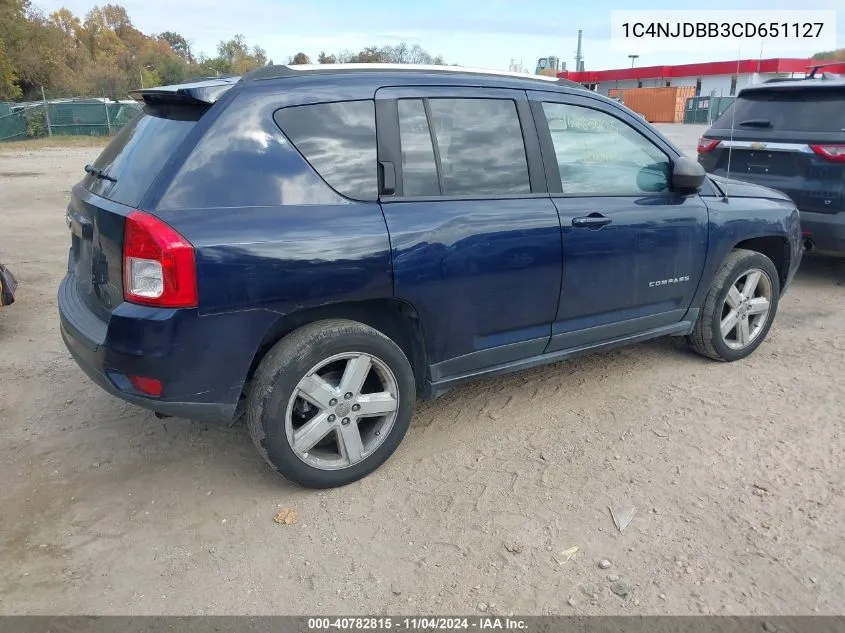 2012 Jeep Compass Sport VIN: 1C4NJDBB3CD651127 Lot: 40782815