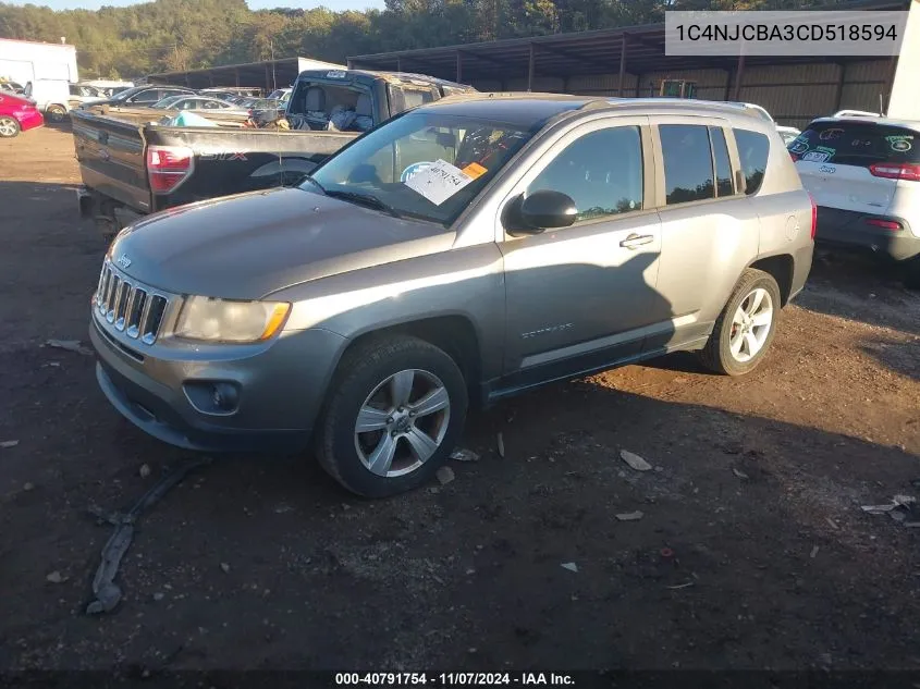 2012 Jeep Compass Sport VIN: 1C4NJCBA3CD518594 Lot: 40791754