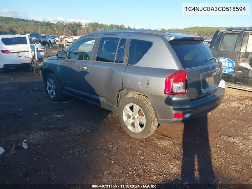 2012 Jeep Compass Sport VIN: 1C4NJCBA3CD518594 Lot: 40791754