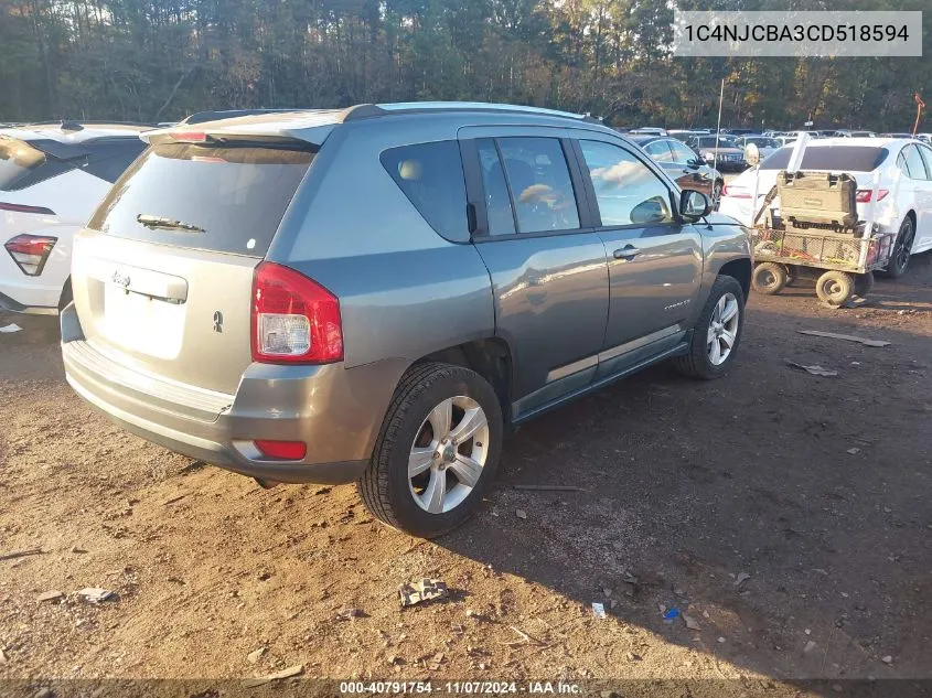 2012 Jeep Compass Sport VIN: 1C4NJCBA3CD518594 Lot: 40791754