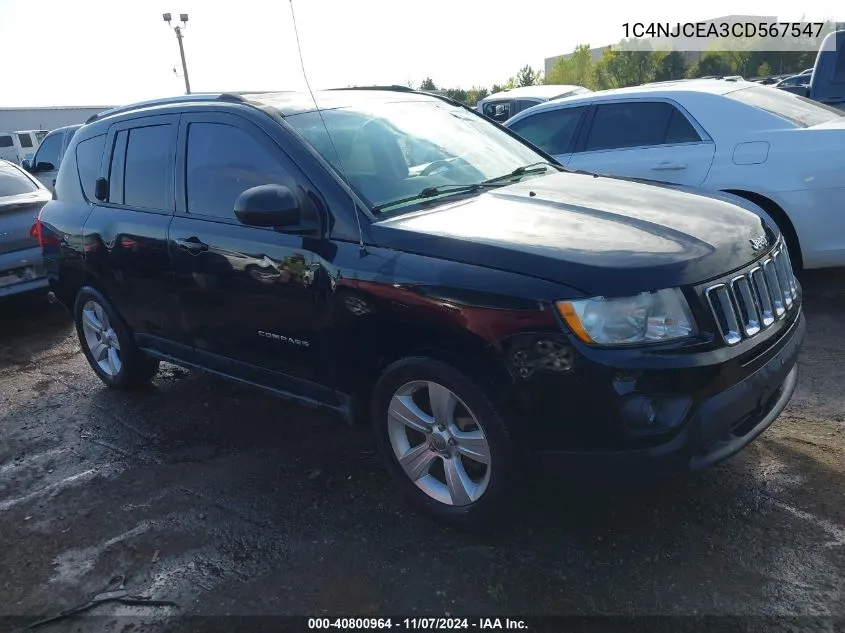 2012 Jeep Compass Latitude VIN: 1C4NJCEA3CD567547 Lot: 40800964