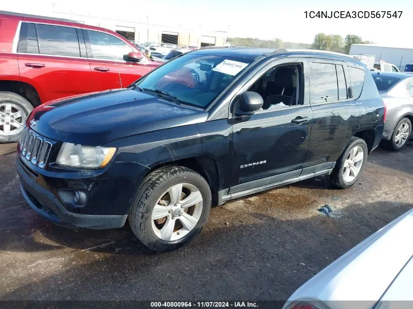 2012 Jeep Compass Latitude VIN: 1C4NJCEA3CD567547 Lot: 40800964