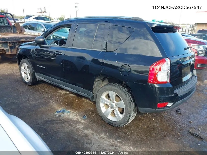 2012 Jeep Compass Latitude VIN: 1C4NJCEA3CD567547 Lot: 40800964