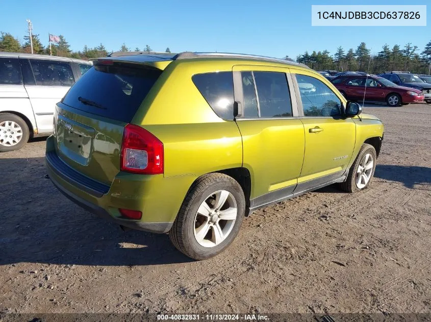 2012 Jeep Compass Sport VIN: 1C4NJDBB3CD637826 Lot: 40832831