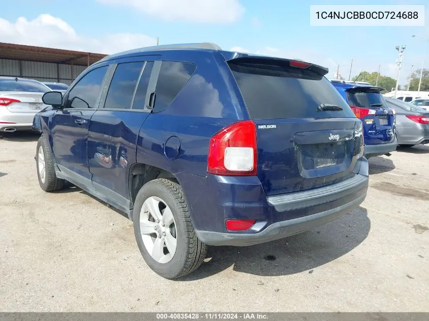 2012 Jeep Compass Sport VIN: 1C4NJCBB0CD724688 Lot: 40835428