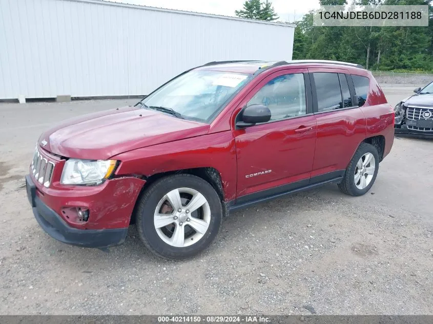 2013 Jeep Compass Latitude VIN: 1C4NJDEB6DD281188 Lot: 40214150