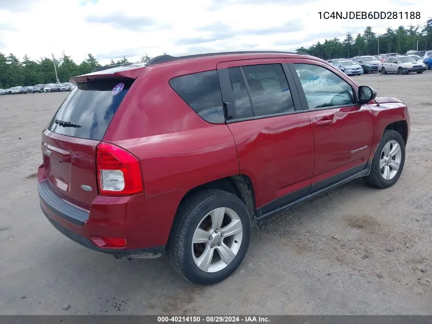 2013 Jeep Compass Latitude VIN: 1C4NJDEB6DD281188 Lot: 40214150