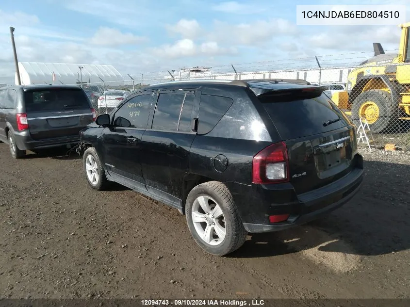 2014 Jeep Compass Sport VIN: 1C4NJDAB6ED804510 Lot: 12094743