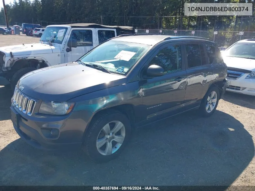 2014 Jeep Compass Sport VIN: 1C4NJDBB6ED800374 Lot: 40357694