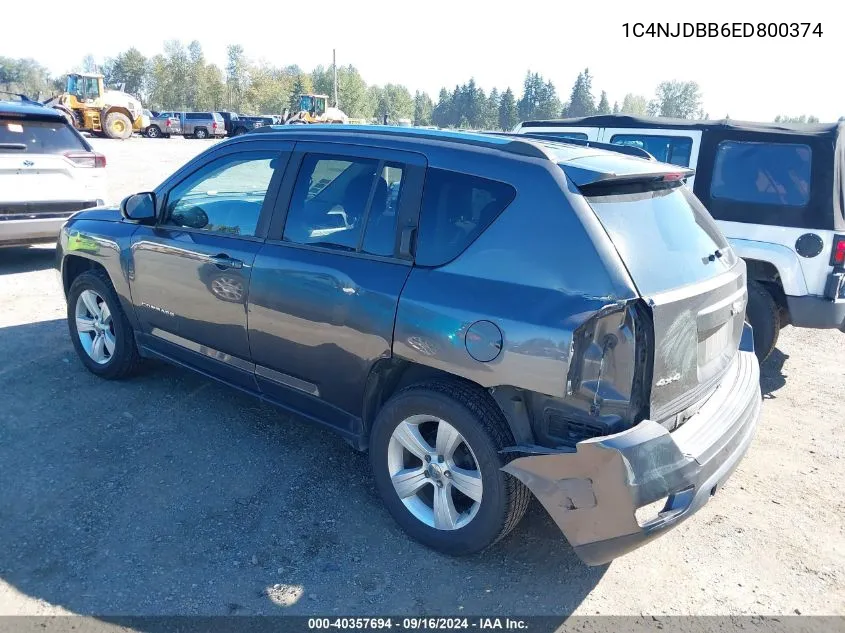 2014 Jeep Compass Sport VIN: 1C4NJDBB6ED800374 Lot: 40357694