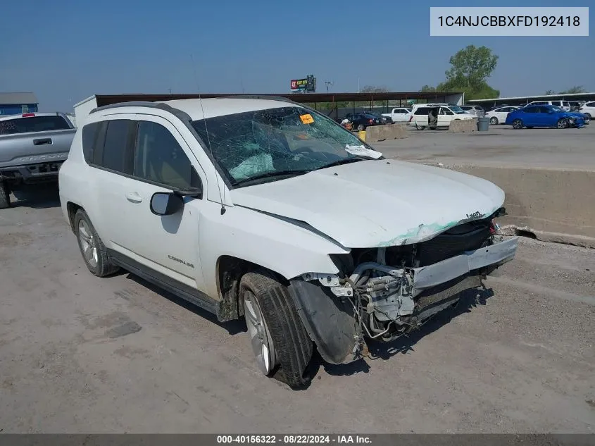 2015 Jeep Compass Sport VIN: 1C4NJCBBXFD192418 Lot: 40156322