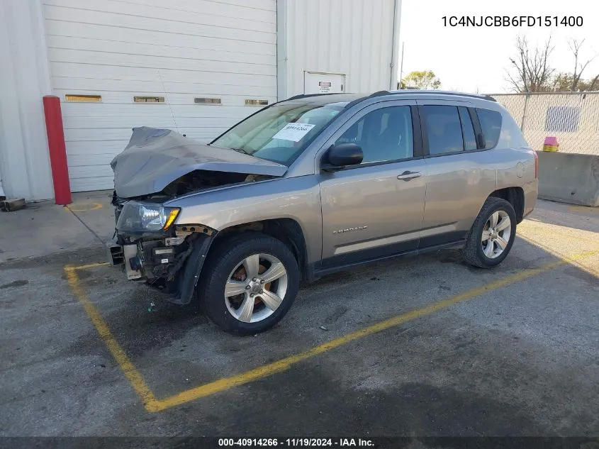 2015 Jeep Compass Sport VIN: 1C4NJCBB6FD151400 Lot: 40914266