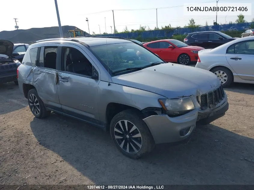 2016 Jeep Compass Sport VIN: 1C4NJDAB8GD721406 Lot: 12074612