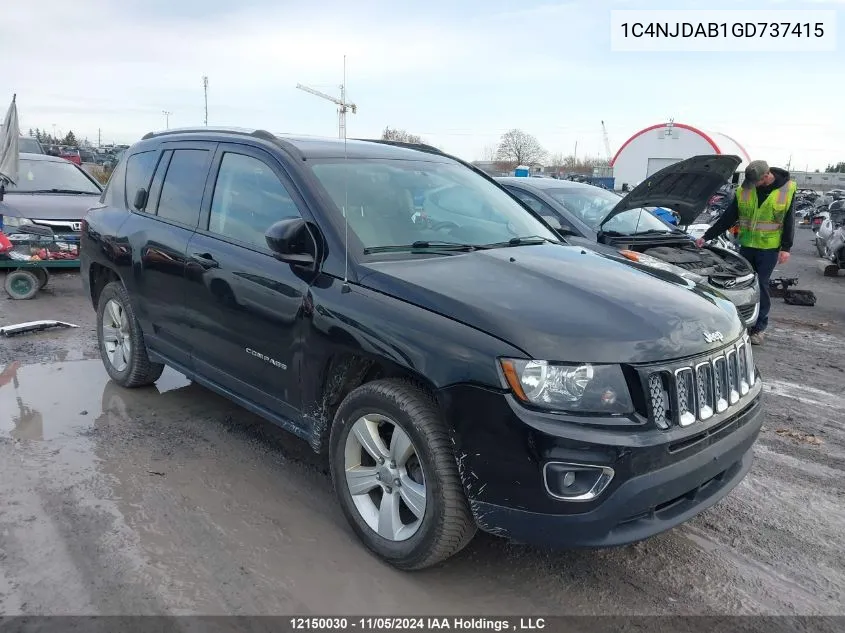 2016 Jeep Compass Sport/North VIN: 1C4NJDAB1GD737415 Lot: 12150030