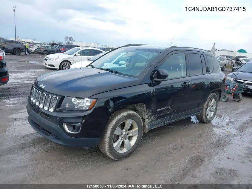 2016 Jeep Compass Sport/North VIN: 1C4NJDAB1GD737415 Lot: 12150030