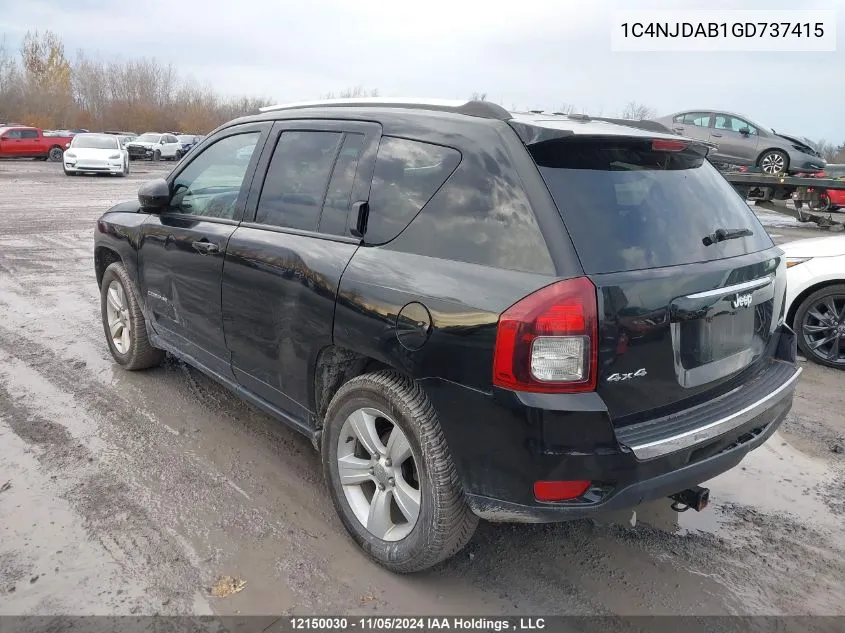 2016 Jeep Compass Sport/North VIN: 1C4NJDAB1GD737415 Lot: 12150030