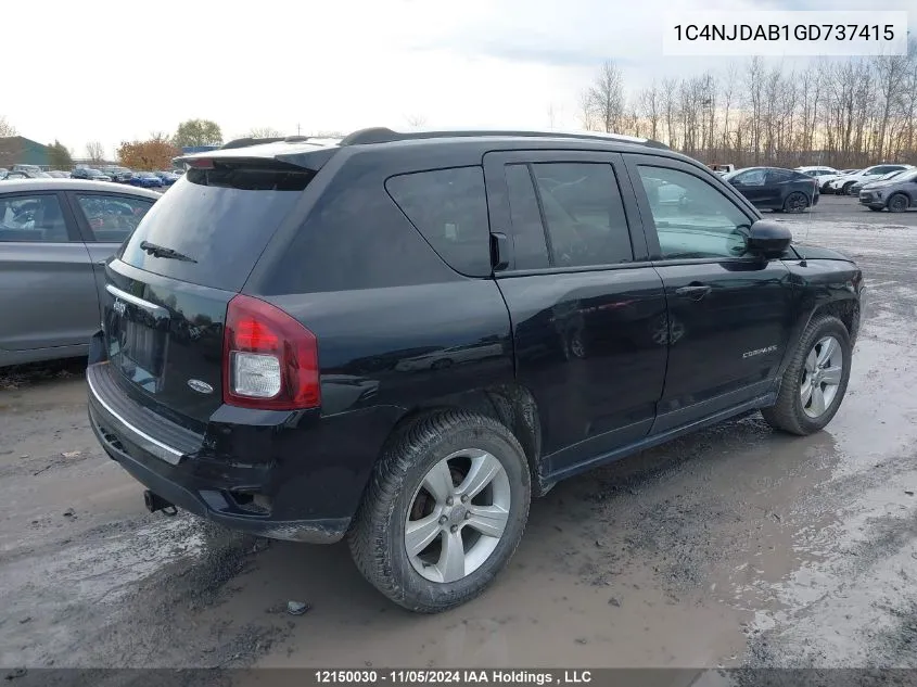 2016 Jeep Compass Sport/North VIN: 1C4NJDAB1GD737415 Lot: 12150030