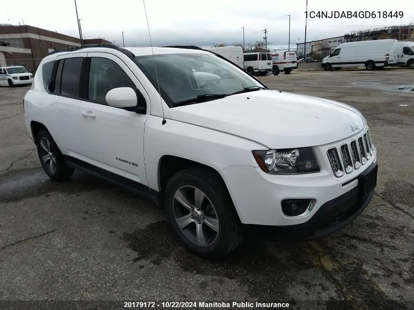 2016 Jeep Compass High Altitude VIN: 1C4NJDAB4GD618449 Lot: 20179172