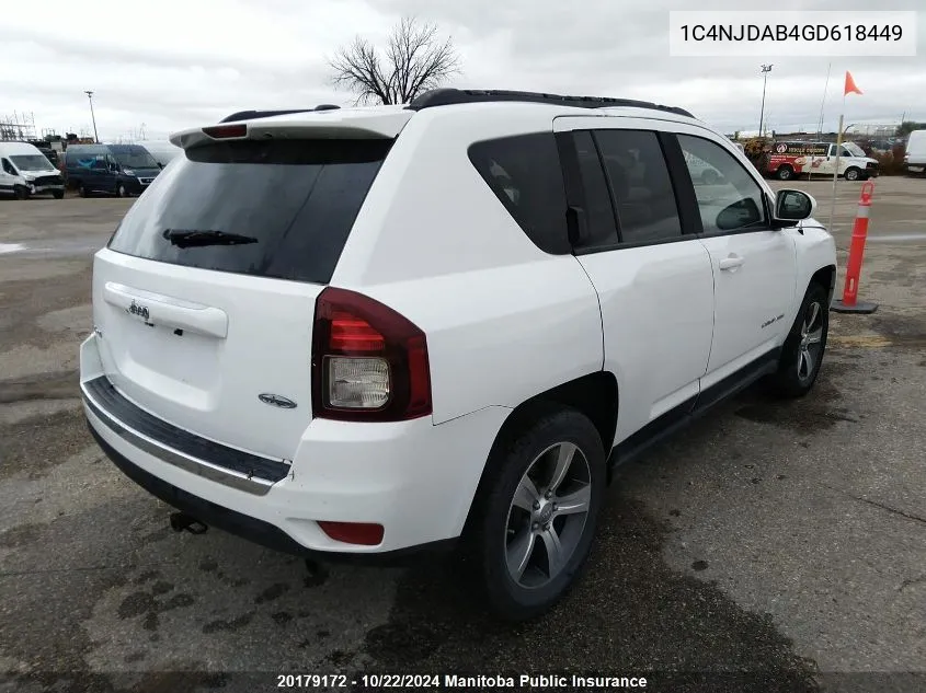 2016 Jeep Compass High Altitude VIN: 1C4NJDAB4GD618449 Lot: 20179172