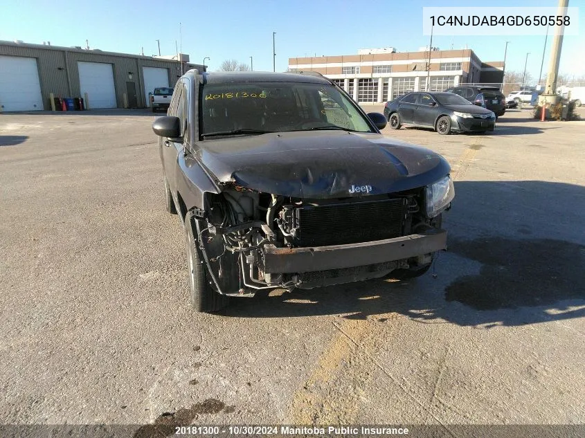 2016 Jeep Compass High Altitude VIN: 1C4NJDAB4GD650558 Lot: 20181300