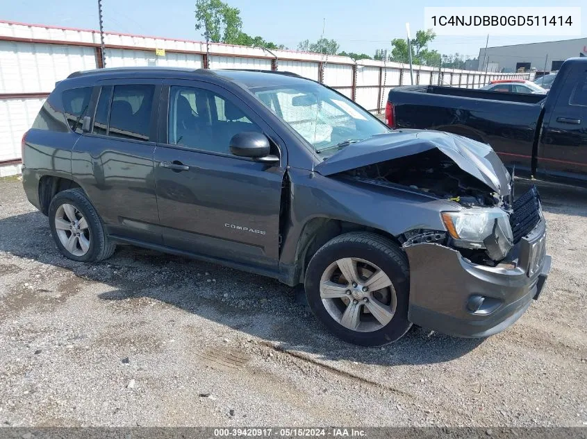 2016 Jeep Compass Sport VIN: 1C4NJDBB0GD511414 Lot: 40390327