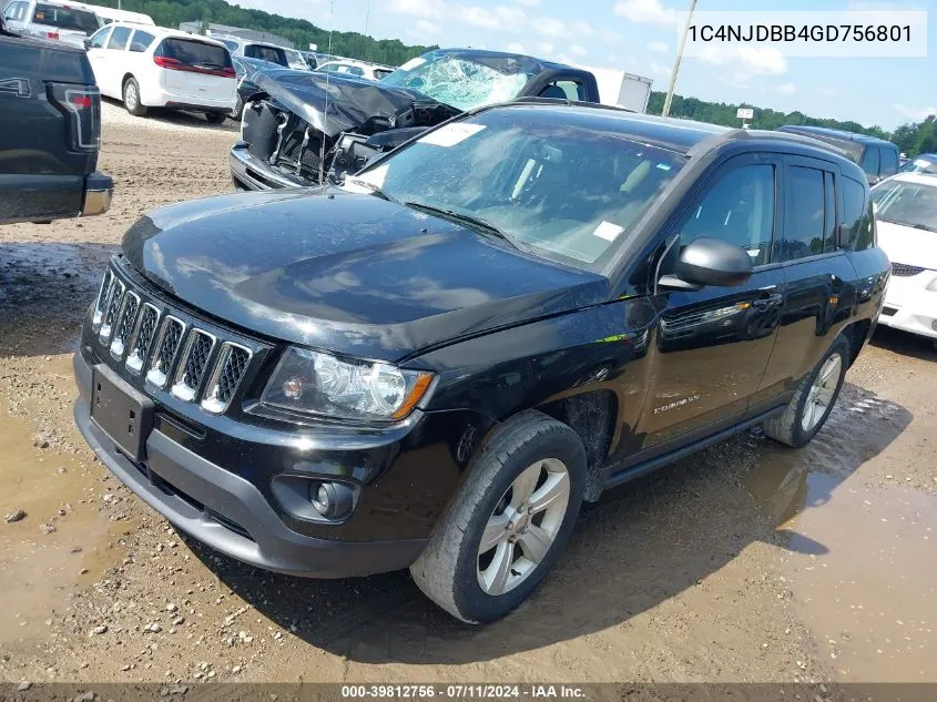 2016 Jeep Compass Sport VIN: 1C4NJDBB4GD756801 Lot: 39812756