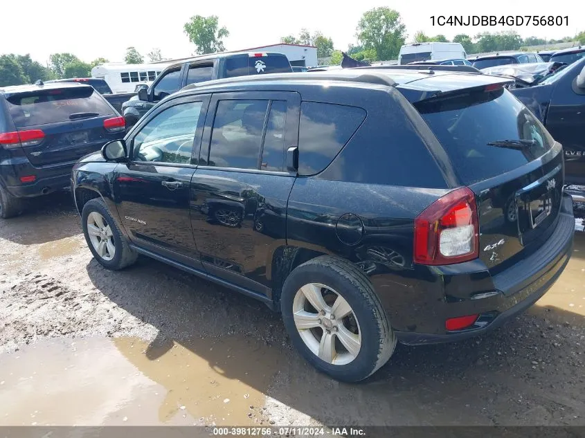 2016 Jeep Compass Sport VIN: 1C4NJDBB4GD756801 Lot: 39812756