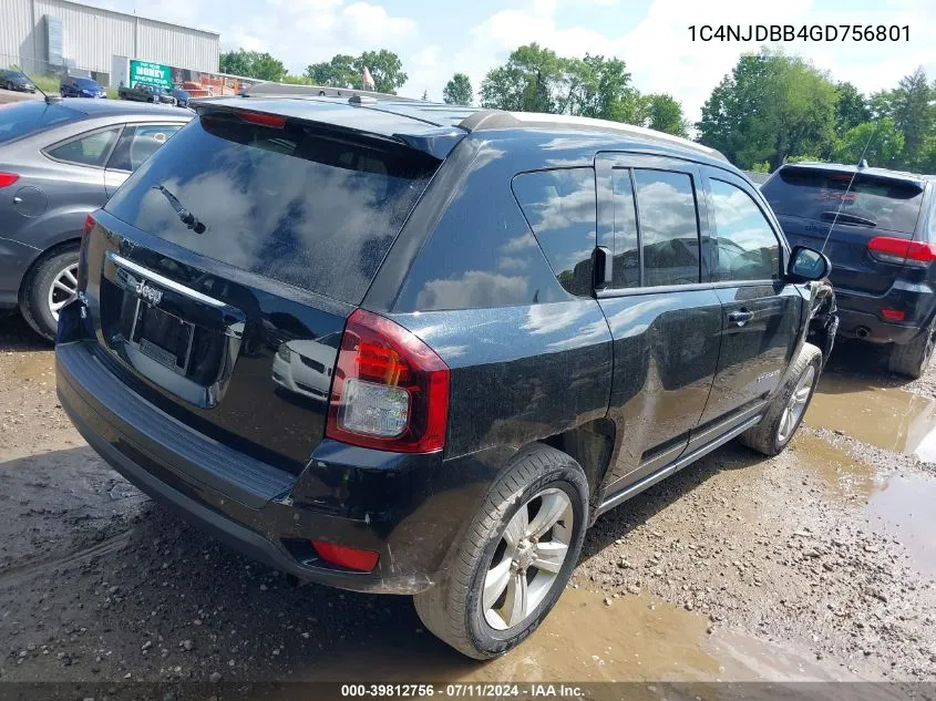 2016 Jeep Compass Sport VIN: 1C4NJDBB4GD756801 Lot: 39812756