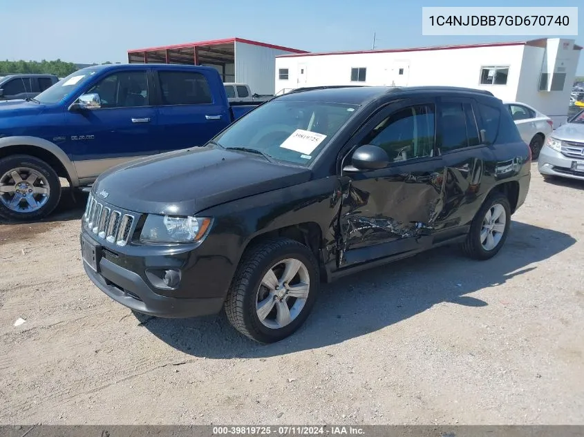 2016 Jeep Compass Sport VIN: 1C4NJDBB7GD670740 Lot: 39819725