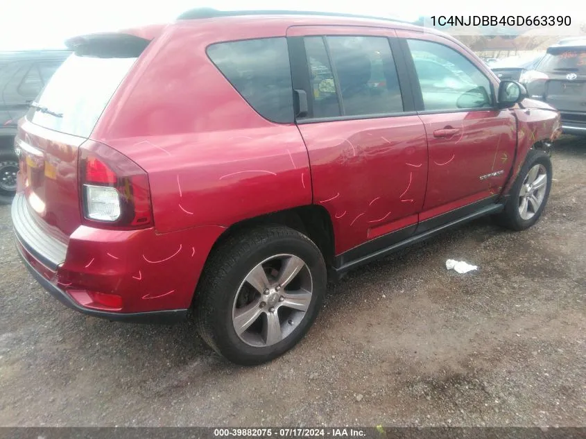 2016 Jeep Compass Sport VIN: 1C4NJDBB4GD663390 Lot: 39882075