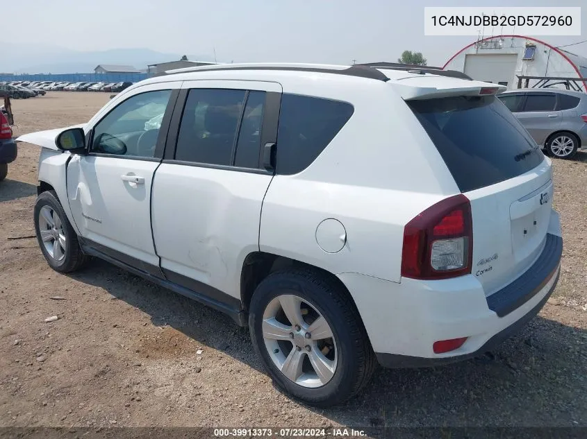 2016 Jeep Compass Sport VIN: 1C4NJDBB2GD572960 Lot: 39913373