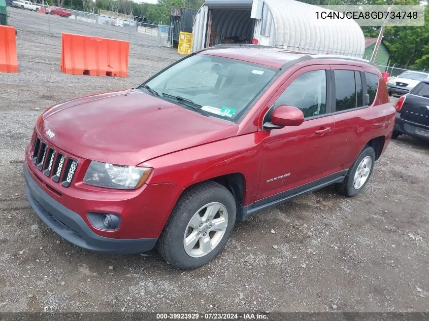 2016 Jeep Compass Latitude VIN: 1C4NJCEA8GD734748 Lot: 39923929