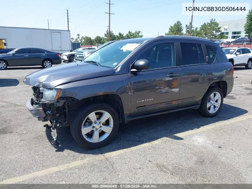 2016 Jeep Compass Sport VIN: 1C4NJCBB3GD506444 Lot: 39960049