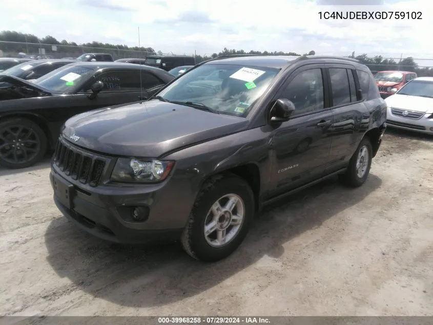 2016 Jeep Compass Latitude VIN: 1C4NJDEBXGD759102 Lot: 39968258