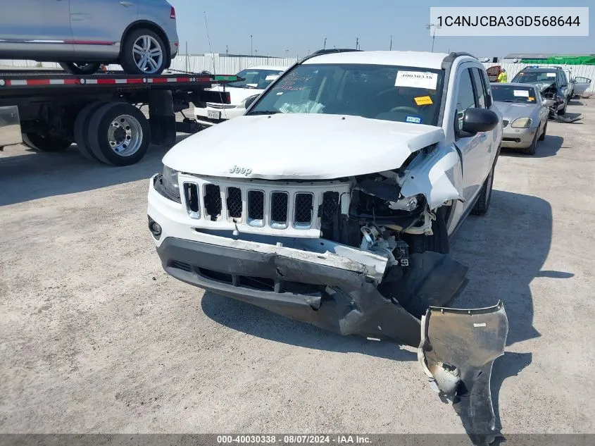 2016 Jeep Compass Sport VIN: 1C4NJCBA3GD568644 Lot: 40030338