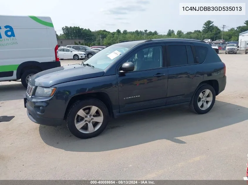 2016 Jeep Compass Sport VIN: 1C4NJDBB3GD535013 Lot: 40059854