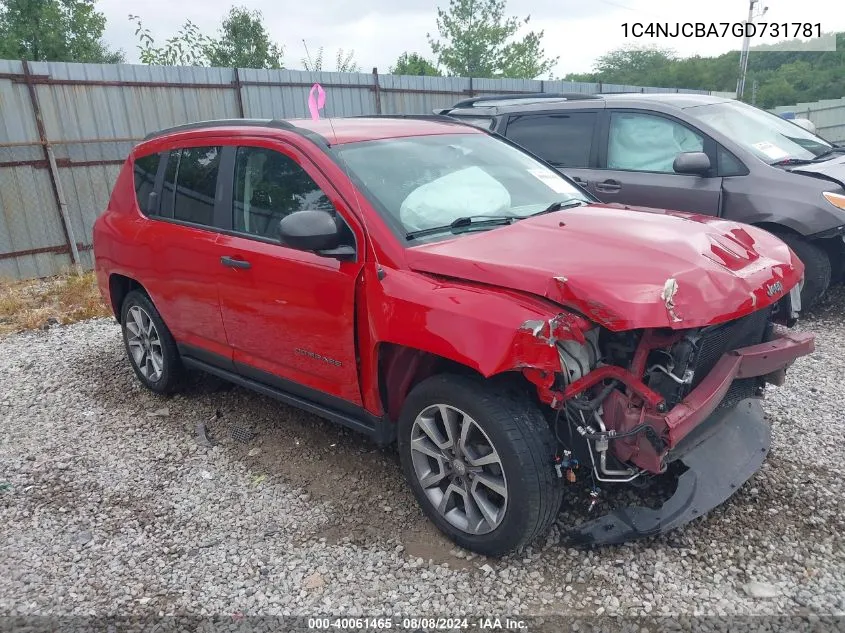 2016 Jeep Compass Sport Se VIN: 1C4NJCBA7GD731781 Lot: 40061465