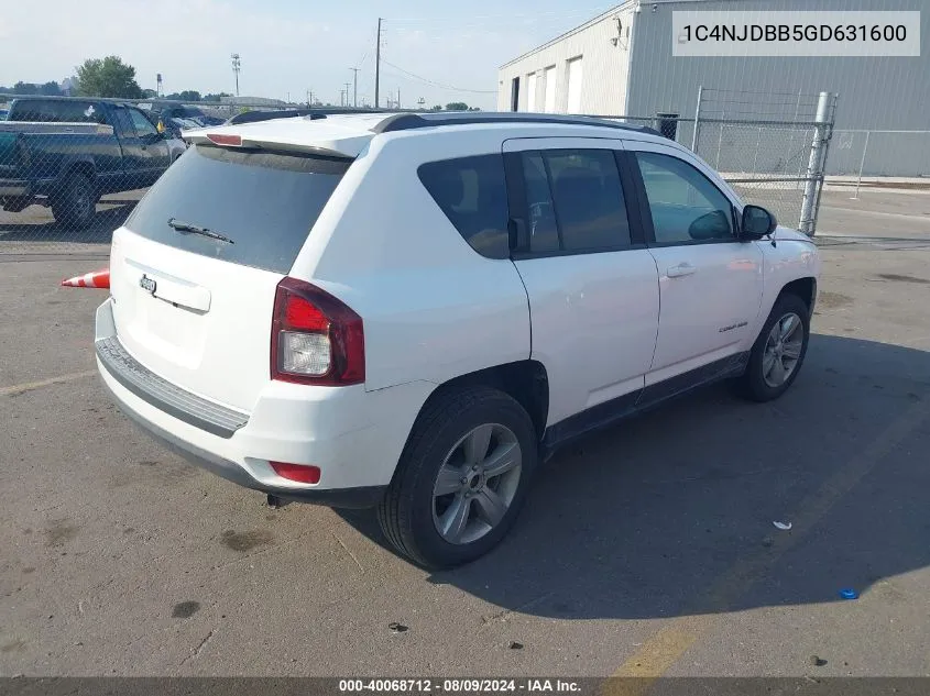 2016 Jeep Compass Sport VIN: 1C4NJDBB5GD631600 Lot: 40068712