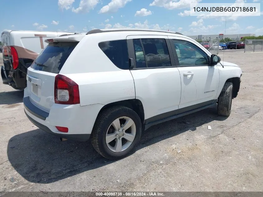 2016 Jeep Compass Sport VIN: 1C4NJDBB6GD718681 Lot: 40098738