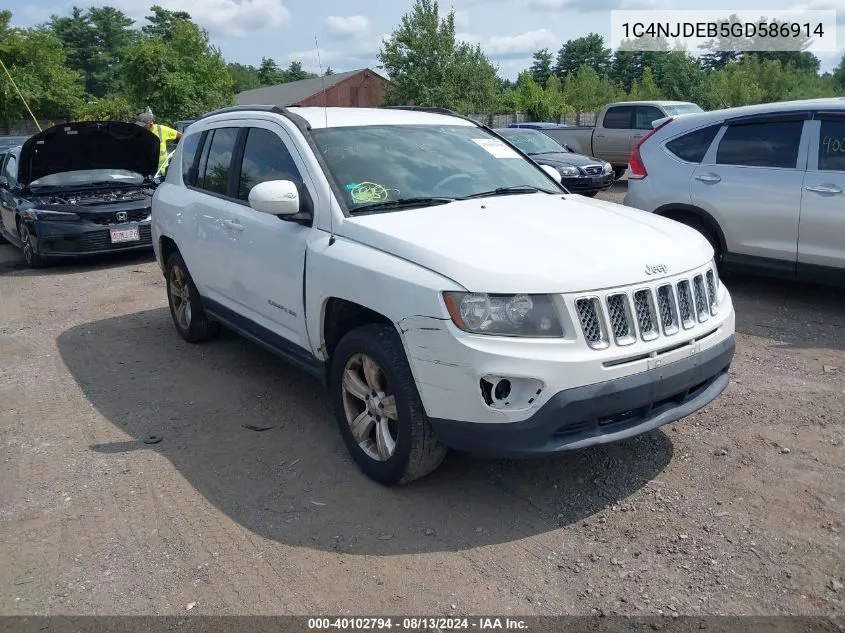 2016 Jeep Compass Latitude VIN: 1C4NJDEB5GD586914 Lot: 40102794