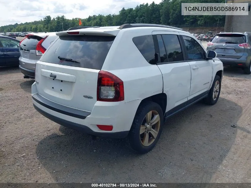 2016 Jeep Compass Latitude VIN: 1C4NJDEB5GD586914 Lot: 40102794