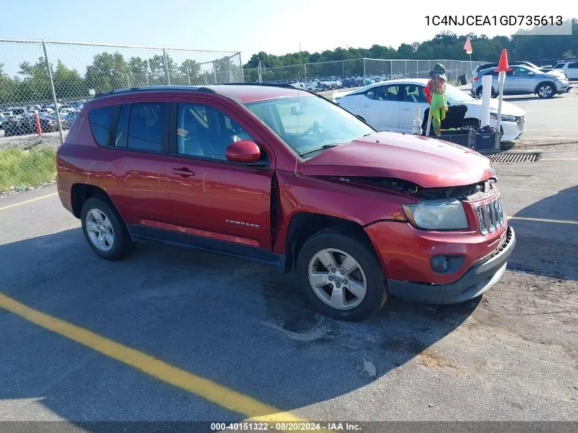 2016 Jeep Compass Latitude VIN: 1C4NJCEA1GD735613 Lot: 40151322