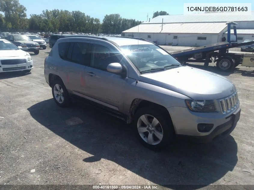 2016 Jeep Compass Latitude VIN: 1C4NJDEB6GD781663 Lot: 40161560