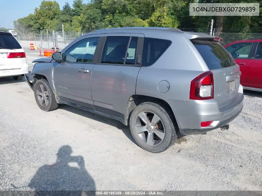 1C4NJDEBXGD729839 2016 Jeep Compass High Altitude Edition