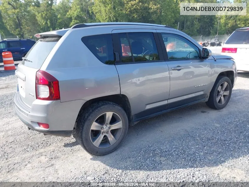 2016 Jeep Compass High Altitude Edition VIN: 1C4NJDEBXGD729839 Lot: 40195359